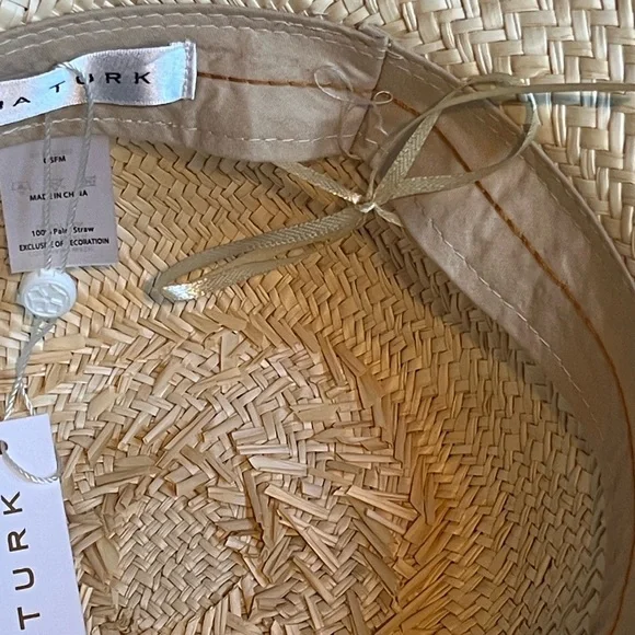 Trina Turk “Loma Lamp Shade” / wide brim woven natural straw fedora  - NWT New Womens SAS Freetime Free Time Brown Leather Walking  main image 4